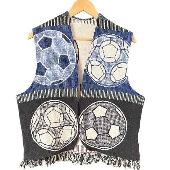 Soccer Ball Patterned Upcycle Blanket Vest - Picture 9 of 12